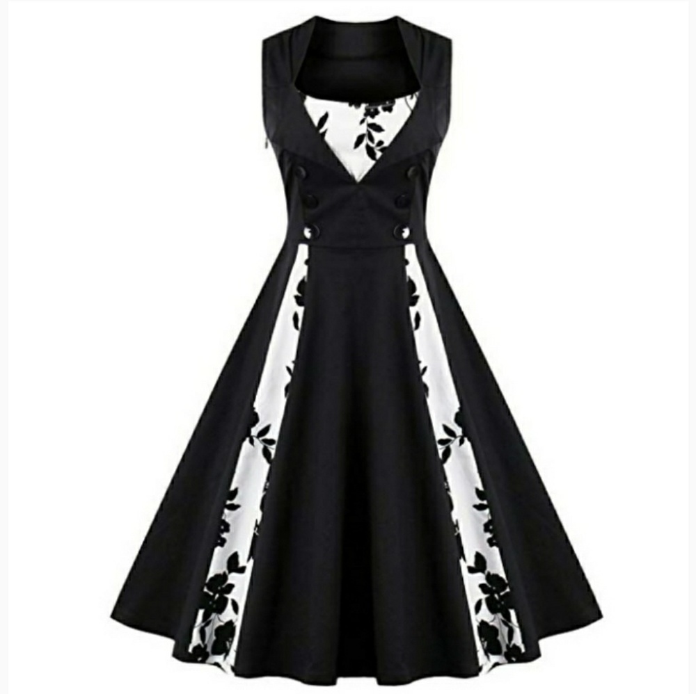 🆕⭐Black white swing pin-up style dress⭐